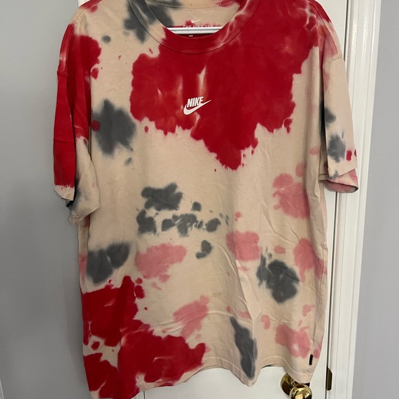 Nike Tops - Nike Red and Cream Tie-Dye Tee